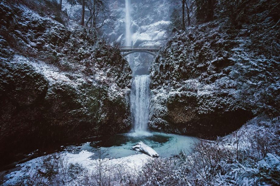Multnomah Falls in Winter